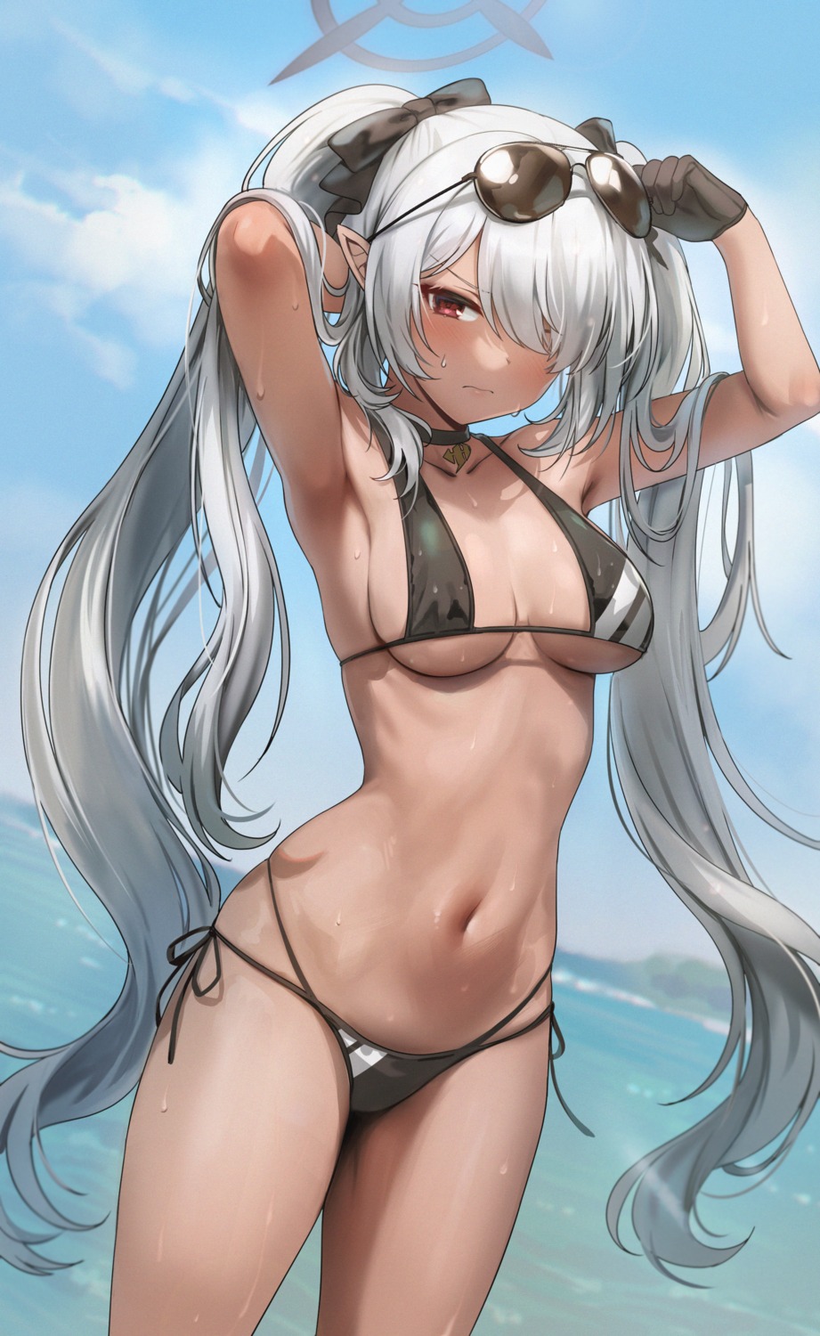 Gijang Blue Archive Shiromi Iori Bikini Halo Megane Pointy Ears